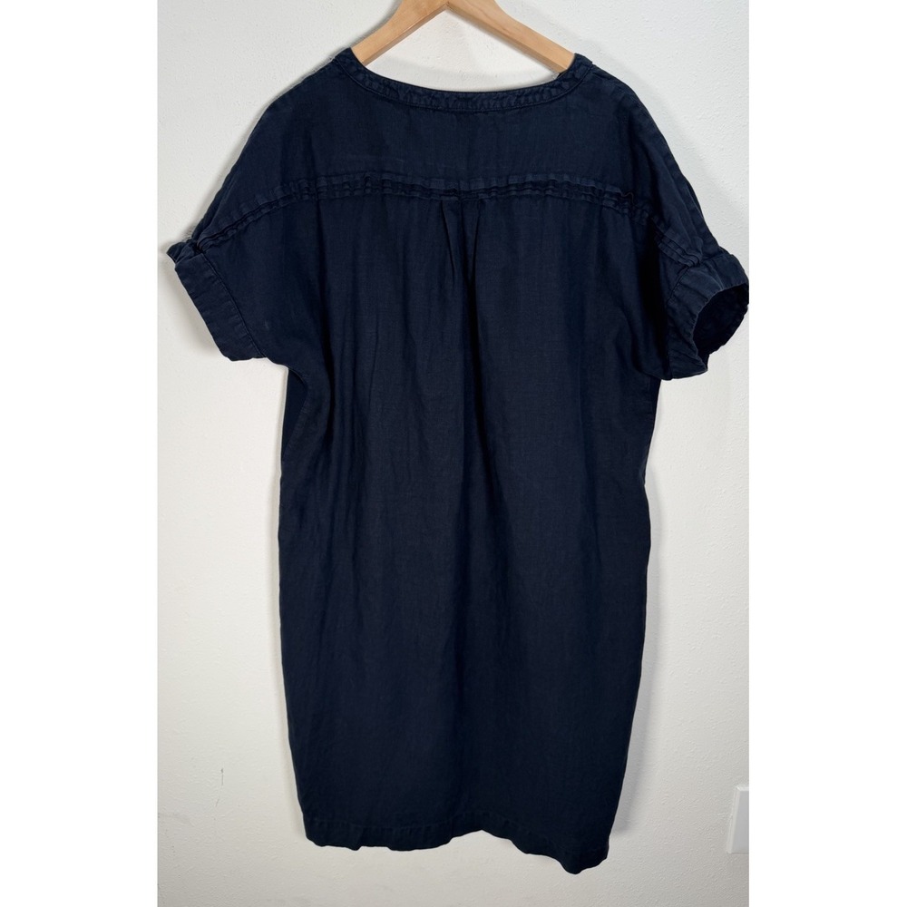 White Label Company Shift Dress 100% Linen Womens Sz 14 Navy Coastal Lagenlook - Picture 6 of 7